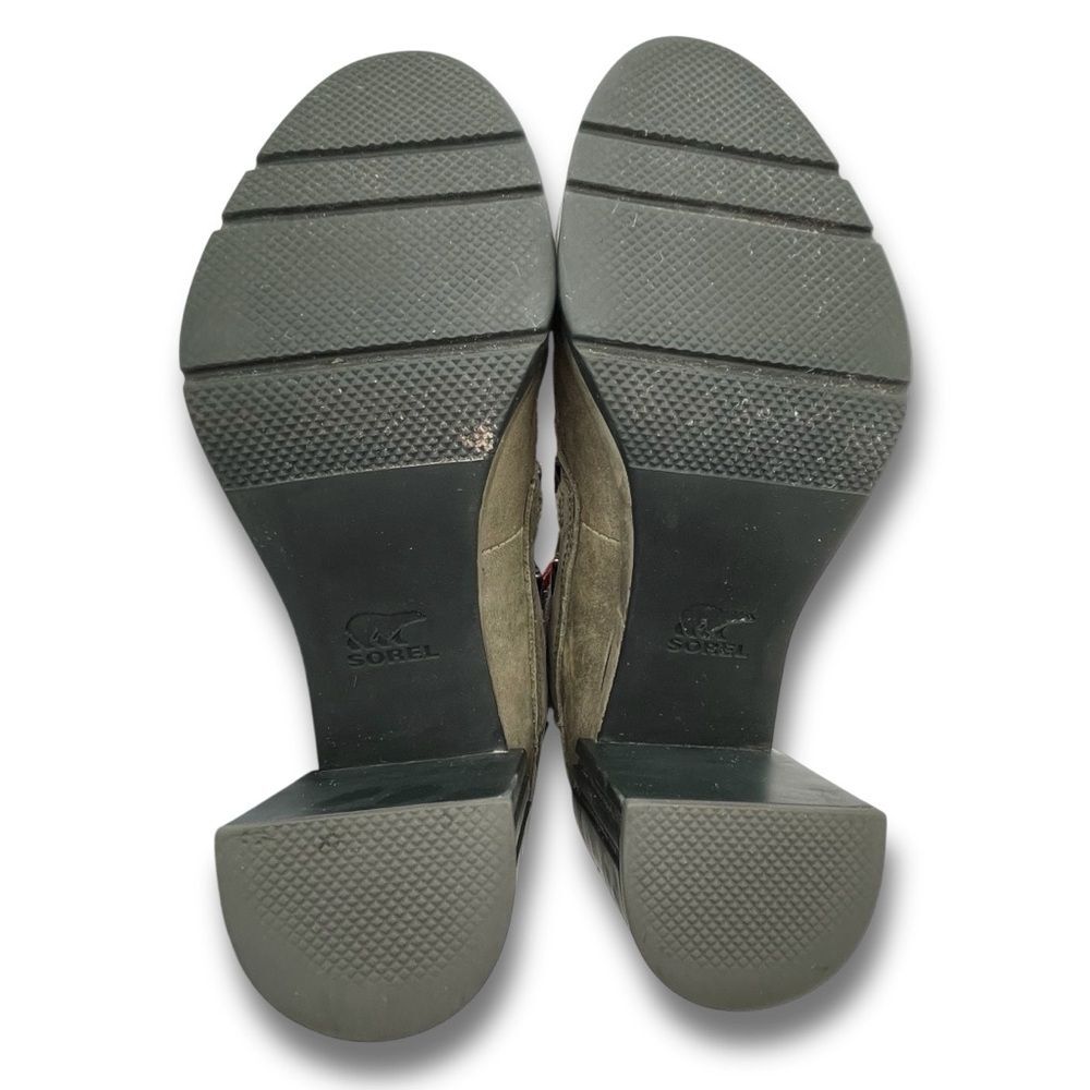 Sorel Blake Heel Leather Lace-Up Booties Stacked Heel Gray Taupe Women’s Size 8 - Picture 13 of 14